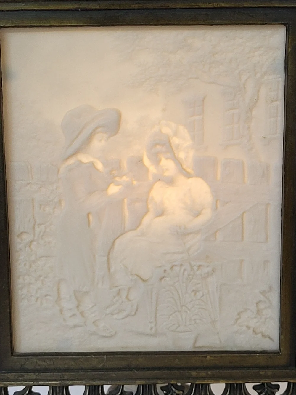 1990s Victorian Stand Lithopane Accent Lamp By The Porcelain Garden